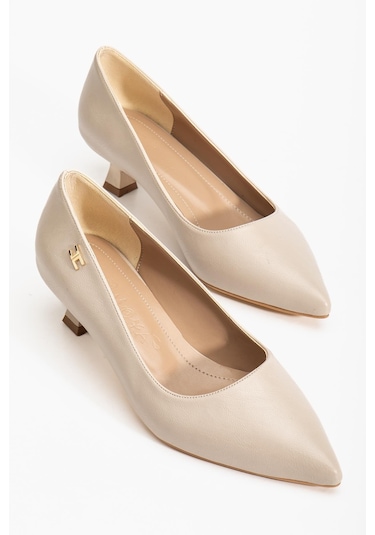 Suins Molina Model Kadın Mini Topuklu Stiletto Ayakkabı Ten