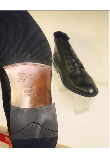 45-46-47-48-49-50 Numara Us142 Siyah Deri Vip Erkek Büyük Numara Bot Siyah