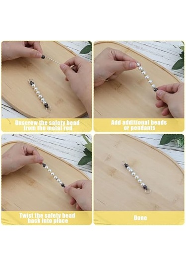 Gatherco 50 Adet Boncuklu Anahtarlık Çubuğu, Boncuk Anahtarlık Yapımı Kiti Anahtarlık Aksesuarları Tılsımlar Boncuklar Kendin Yap Boş Metal Anahtarlık