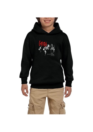 Gojira Les Enfants Sauvages Siyah Çocuk Kapşonlu Sweatshirt Siyah