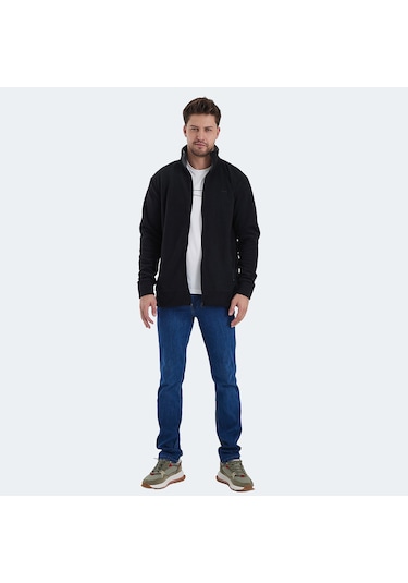 Slazenger KADMOS Erkek Fermuarlı Dik Yaka Cepli Siyah Polar
