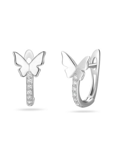 Brezza Lusso Jewelry Timeless Series Zarif Kelebek Tasarım J Model Gümüş Kadın Küpe Gümüş