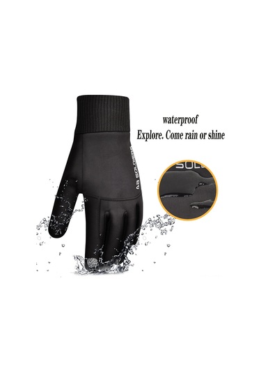Geeksen "erkek Kışlık Termal Motosiklet Eldiveni - Su Geçirmez, Dokunmatik Ekran, Rüzgar Koruma, Siyah"