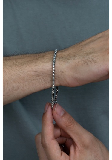 Yuvarlak Kibar Erkek Çelik Zincir Bileklik 4 Mm 21 Cm Eck07B