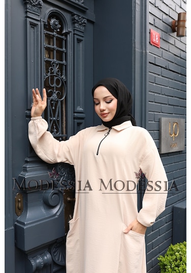 Kadın Taş Aerobin Uzun Önü Yarım Fermuarlı İkili Takım T1224 Taş