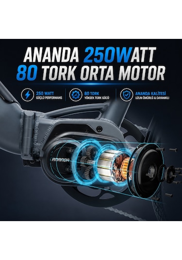 AsVIVA B14T 28 Jant Orta Motorlu Hollanda Elektrikli Bisiklet 14AH