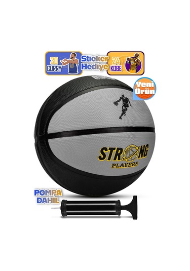 Telvesse Strong Basketbol Topu Pompalı Full Kauçuk Dayanıklı Deep Channel Kabartma No:7 B12 Gri