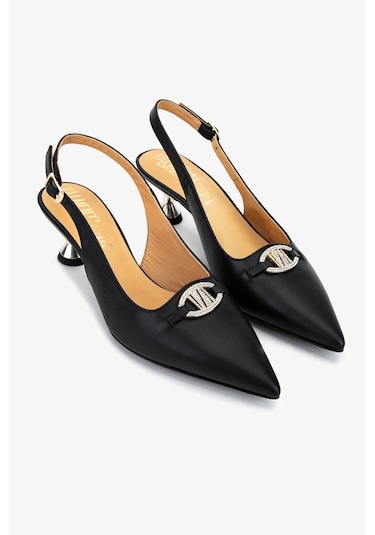 Valmenti Kadın Hakiki Deri Siyah Slingback Ayakkabı 611 H51005 Bn Ayk Sk25-26 Black Leather Siyah