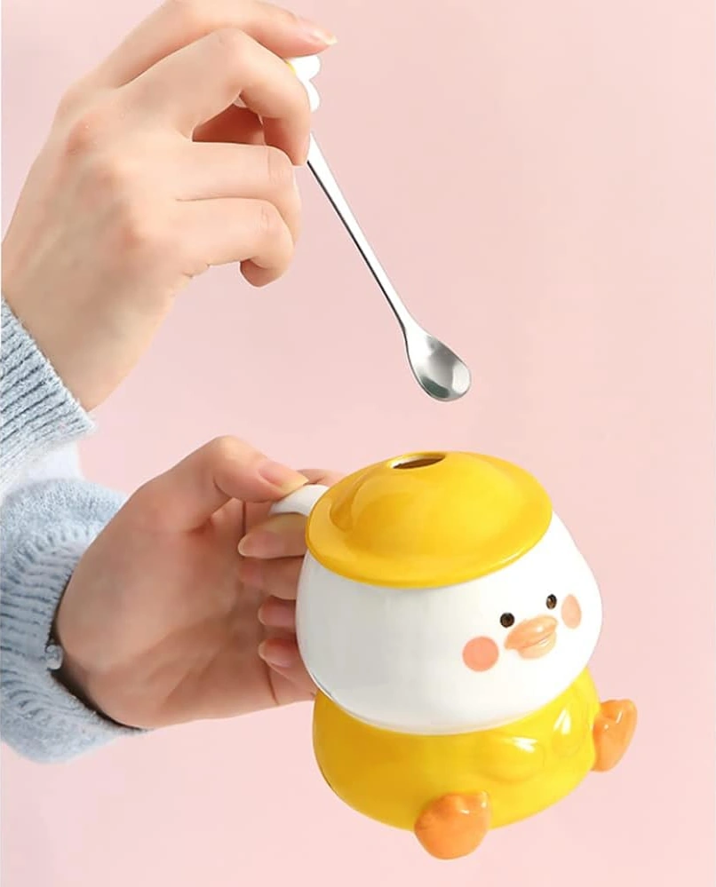Komik Ördek Kupası 3d Sevimli Kupa Kaşık Ve Kapaklı Seramik Kahve Kupası Kawaii Kupa Hayvan Kupa Kadınlar Kızlar İçin Sevimli Doğum Günü Noel Hediyesi Fikirleri Diğer
