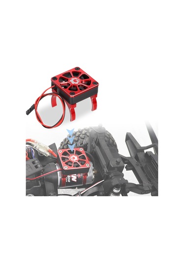 Youtek Trx-4 Scxı10 Rc4wd Tırmanma Arabaları İçin 540/550 Motor Soğutucu Fanı, Çift Kancalı, Adaptör Kablolu, Siyah