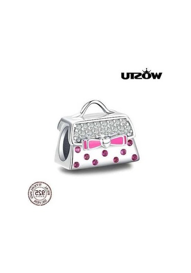Novahub Moda 925 Ayar Gümüş El Çantası Boncuk Pembe Zirkon Ilmek Charms Fit Orijinal Bilezik - Romantik Ve Şık Tasarım Gümüş