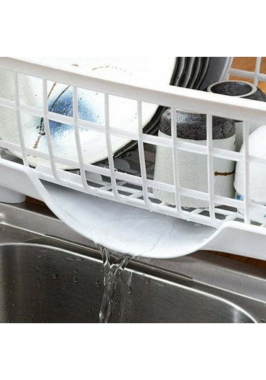 Skycity Plastik Fırça Kurutma Rafı, Ayırılabilir Su Toplama Tabanı Ve Hareketli Çatal Kaşık Kabı İle Mutfak Tabakları İçin Su Filtre Aleti Beyaz