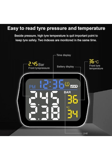 Hallow-motosiklet Lastik Basıncı Monitörü Dağ Bisikleti Kablosuz K17403
