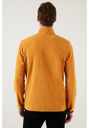 Buratti Slim Fit Fermuarlı Cepli Dik Yaka Polar Erkek Hırka 5906028 Hardal