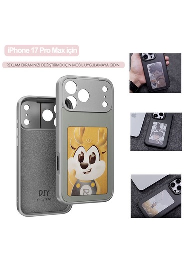 İphone 17 Pro Max Dört Renkli E-mürekkep Ekran Telefon Kılıfı - Gri Gri