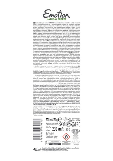 Emotion Natural Breeze Kadın Sprey Deodorant 6 x 200 ML