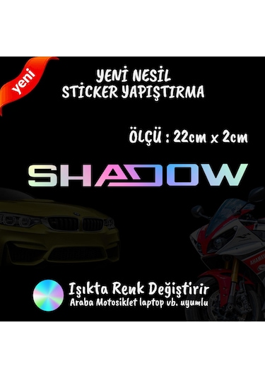 Shadow 2 Adet Hologram Sticker - Modifiye Etiket Yazı