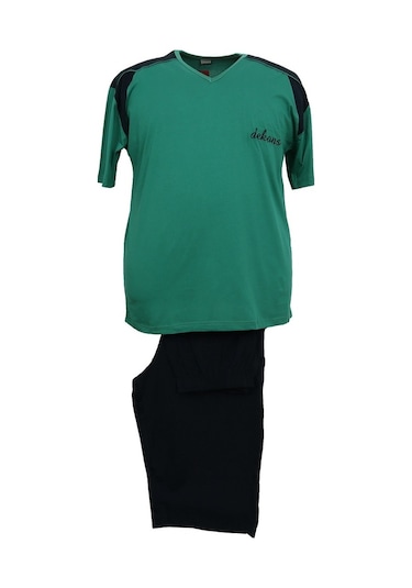 Erkek Büyük Beden Battal Boy Tişört-Kapri Pijama Takımı (545824295)