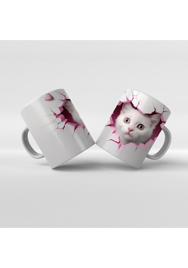Baskılı Kupa Bardak Sevimli Kedi - 17