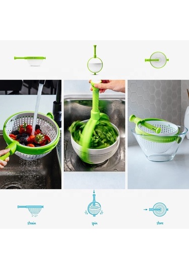 Yystore Sebze Sepeti Salad Spinner Sebze Döner Kurutucu Açık Yeşil