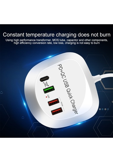 Wlx-t3p 4'ü 1 Arada Pd Qc Çok Fonksiyonlu Akıllı Hızlı Şarj Usb Şarj Cihazı Ab Fiş