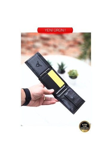 Gerçek Hakiki Deri Kaliteli 1.sınıf Bozuk Para Cepli Yatay Model Cüzdan Kartlık Portföy Siyah