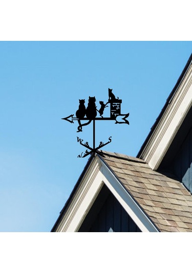 Homyl Cat Metal Rüzgar Gülü Vintage Yönü Göstergesi Veranda