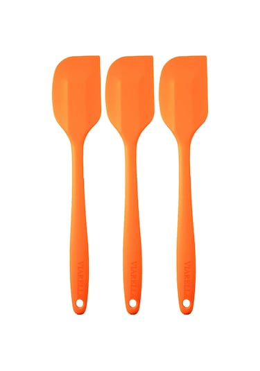 Silikon Kaşık Spatula Seti 6lı Yanmaz Yapışmaz Çizmez Turuncu27cm