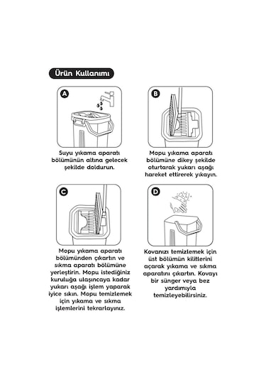 Smarter Gri Tablet Mop + Yedek Mikrofiber Mop 4'lü