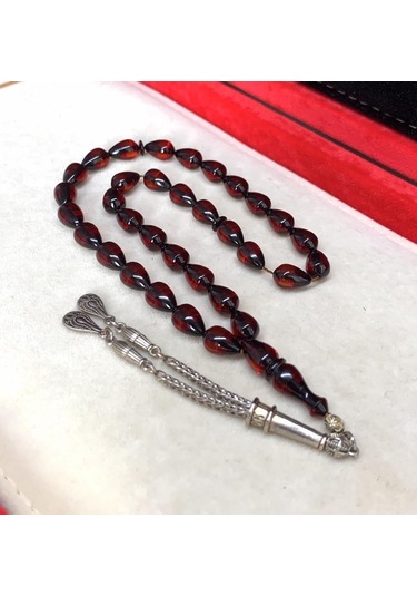 Damla Model Kırmızı Ateş Kehribar Tesbih