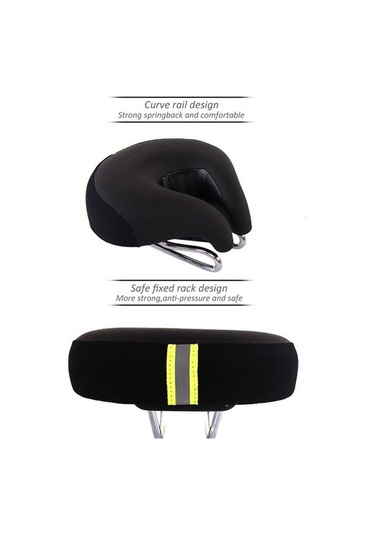 Ebitda Noeless Bisiklet Koltuğu Yumuşak Rahat Yastık 001, Siyah, 200x180mm, Xl, Darbe Emici, Ergonomik, Yansıtıcı, Dağ Bilet Siyah