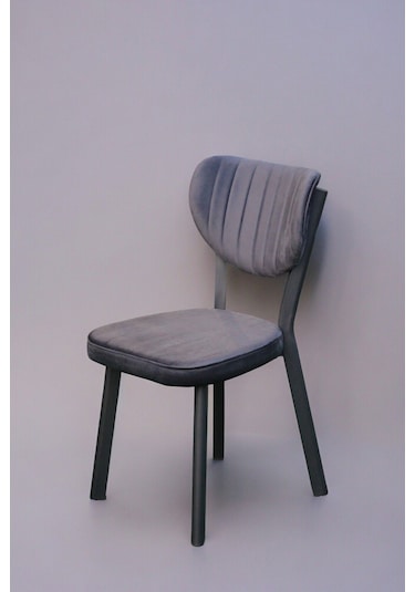 Rita Serisi, 1 Adet Antrasit Renk Elma Model Mutfak Sandalyesi, Yemek Sandalyesi Siyah Metal Ayak