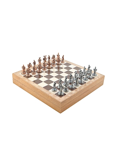 Gifthome Orta Boy Metal İspanyol Satranç Takımı Antik Ve Rustik D