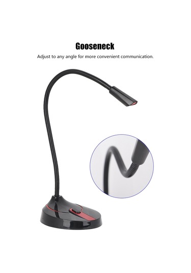 Tenfowee Masaüstü Konferans Mikrofonu, 360 Ses Alımı, -58db Hassasiyet, Tek Tuşlu Kontrol, Esnek Boyun, Taşınabilir Siyah-kırmızı