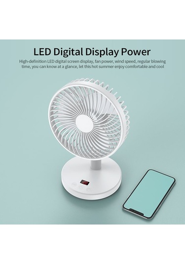 Youtek Pembe Usb Şarjlı Dijital Ekranlı Masaüstü Fan - 4 Hız Ayarlı, Süper Sessiz, Manuel Ayarlanabilir Pembe