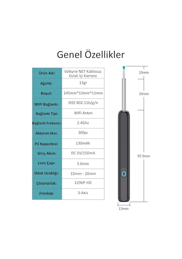 Ne Kablosuz Wifi Kulak Temizleme Kamerası