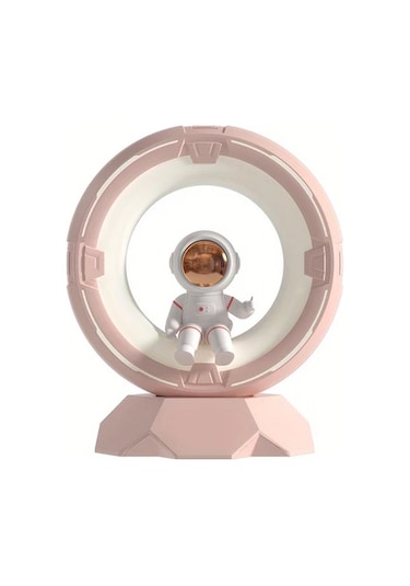 Honeybeeshop Bgprıder Modern Astronot Gece Lambası Pembe Dokunmatik 3 Renk Led 4 Parlaklık Seviyeli 1200mah Şarjlı Yatak Odası Masa Lambası Doğum Günü Noel Hediyesi Pembe