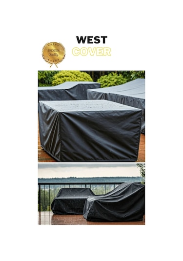 Bahçe Mobilyası Koruma Örtüsü Brandası Premium Kalite 160x100cm Siyah Siyah