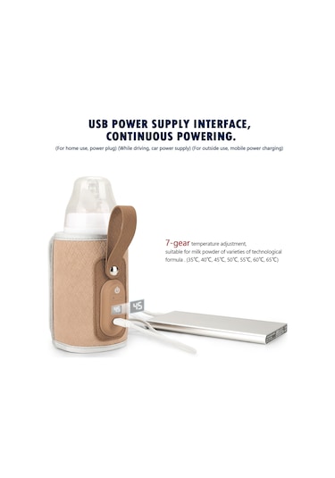 Maiyame Usb Sıcaklık Regülatörlü Dışarıda Kullanıma Uygun Anne Çanta, Bebek Biberonlarını Sabit Sıcaklıkta Tutabilir, Isıtabilir - Bej Diğer