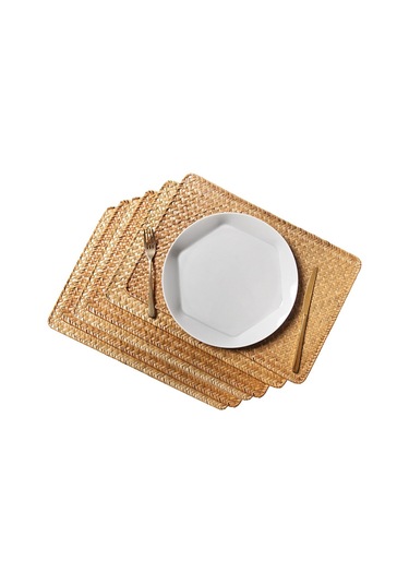 Mutfak Matı Dokuma Amerikan Servisleri 6'lı Set, Doğal Denizotu Isıya Dayanıklı Kahverengi