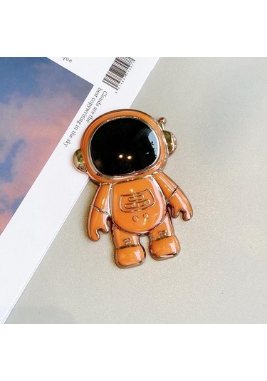 Turuncu Evrensel Tutucu Sevimli 3d Astronot Kickstand Standı Masası Braketi Cep Telefonu Arka Durumda