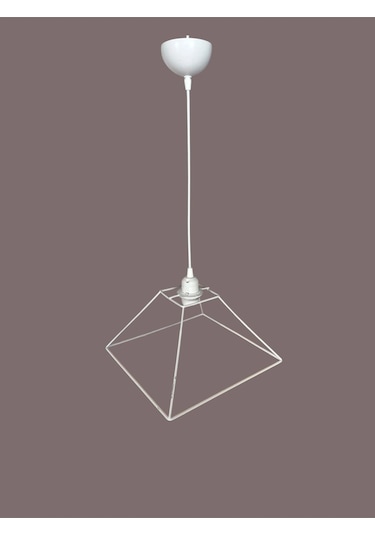 Kare Avize Teli , İskeleti 30x15 Cm Beyaz Statik Boyalı Duy Takımı Dahil Beyaz