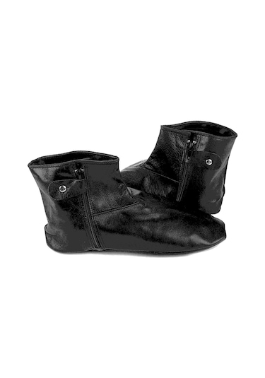 Koyun Derisi İçi Astarlı Fermuarlı Mest Siyah