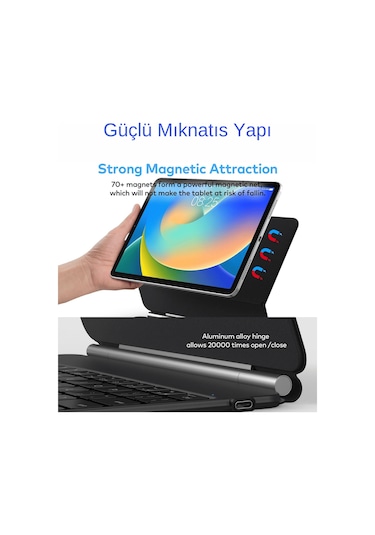 Apple Uyumlu iPad 10. Nesil  Magic Style Manyetik Yapışmalı Klavyeli Kılıf Diğer