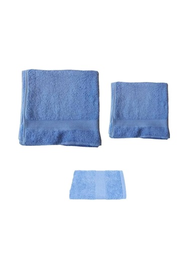 3'lü Banyo, El Yüz Ve Tıraş Sakal Havlusu - Mavi Asker Havlu Seti Mavi