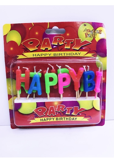 Renkli Happy Birthday Yazılı Mum Çok Renkli