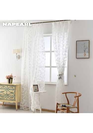 Beyaz 1 Pc Napearl Jakarlı Sırf Ev Dekor Için Jakarlı Tül Perde