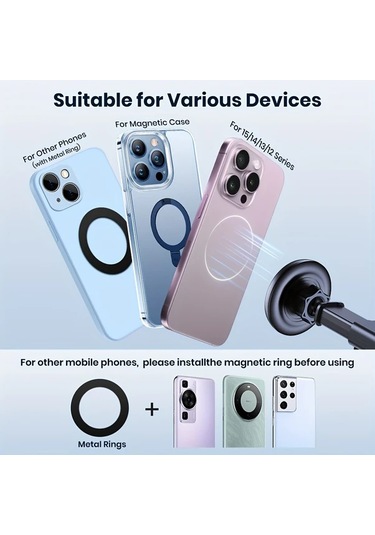 Xuweiwei Topk D48x Siyah Manyetik Araba Telefon Tutucu Güçlü Manyetizma Metal Saç Tokası Tasarımı Tek Elle Kullanım