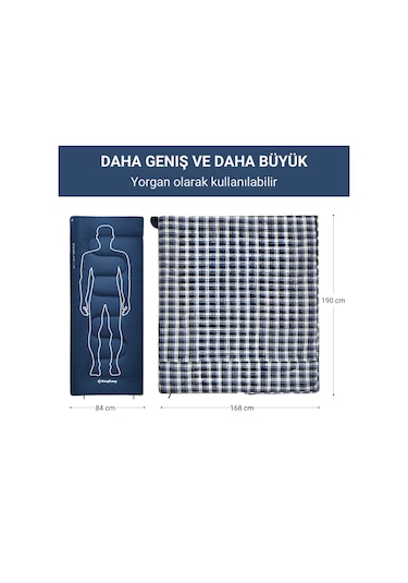 Kingcamp Snowflake 400 Ultra -15 C Uyku Tulumu Navy Sol F. Gri - Mavi