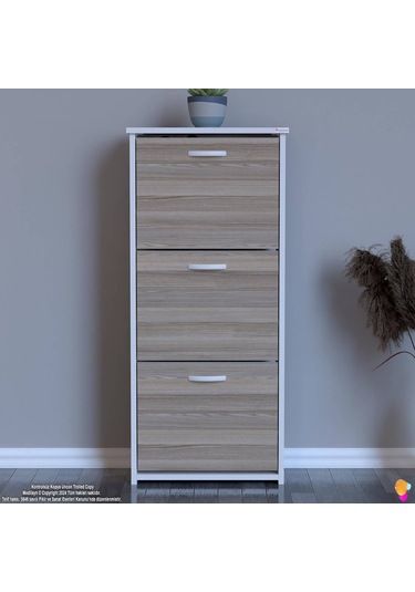 Modilayn West Antre 52x116x 26 Cm Lik 3 Düşer Kapak 6 Göz Bölmeli Ayakkabılık Cordoba - Beyaz